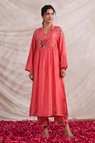 Label Niti Bothra Bahaar Silk Printed Kurta & Palazzo Set 