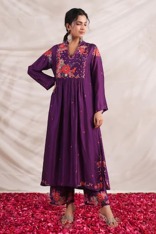 Label Niti Bothra Bahaar Printed Silk Kurta & Palazzo Set 