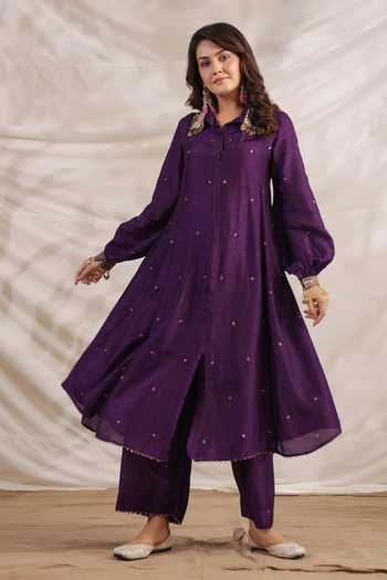 Label Niti Bothra Pankh Asymmetric Embroidered Anarkali & Palazzo Set 