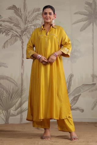 Label Niti Bothra Roselyn Embroidered A-Line Kurta & Palazzo Set 