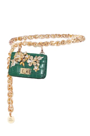Floral Applique Embellished Belt Bag 