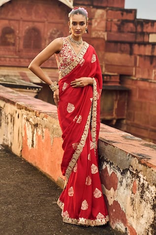 Stone Work Wedding Saree, for Dry Cleaning, Packaging Type : Packet, Poly  Bag at Rs 2,000 / Piece in Agra