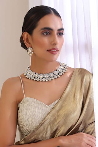 Swabhimann Polki Embellished Choker Necklace Set 