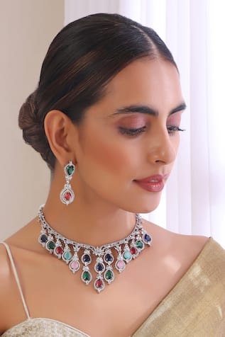 Swabhimann Stones Embellished Choker Necklace Set 