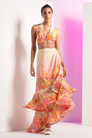 Mandira Wirk Resort Dainty Floret Asymmetric Dress 