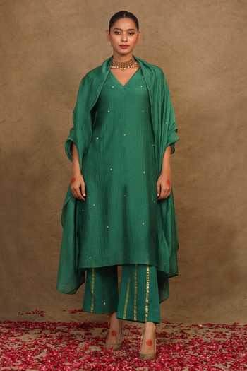 Trendy Tokari Spluttered Mirror Embroidered Kurta Pant Set 