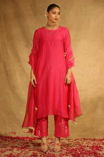 Trendy Tokari Metallic Thread Embroidered Kurta Pant Set 