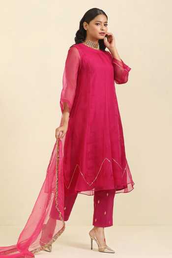Trendy Tokari Prism Sequin Embroidered Organza Kurta Pant Set 