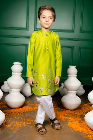 Bahaar Silk Embroidered Kurta With Pant 