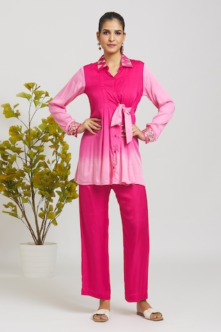 Naintara Bajaj Ombre Side Tie Shirt With Pant