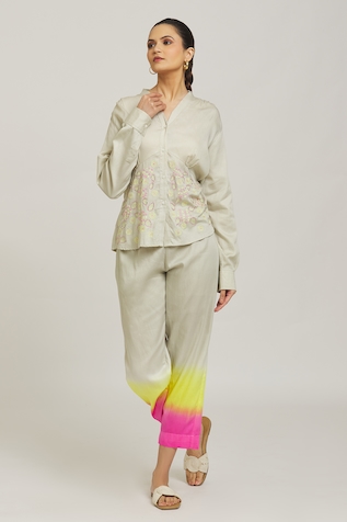 Naintara Bajaj Placement Embroidery Shirt With Ombre Pant