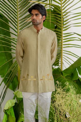 Runit Gupta Heritage Embroidered Short Kurta Set 