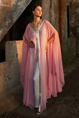 AKHL Metallic tape Organza Kaftan 