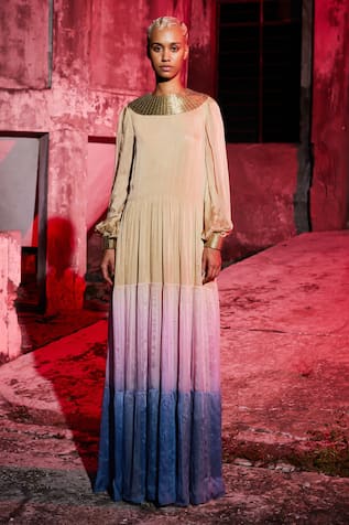 AKHL Gradient Dyed Gathered Tiered Kaftan 