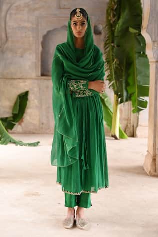 Deep Thee Angrakha Anarkali Set With Embroidered Dupatta 