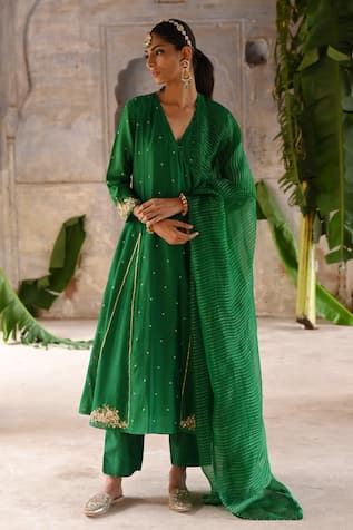 Deep Thee Zardozi Embroidered Angrakha Anarkali Set 