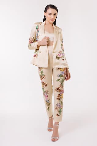 EEKSHA Botanical Print Blazer Pant Set 