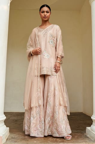 Osaa by Adarsh Floral Embroidered Kurta Sharara Set 