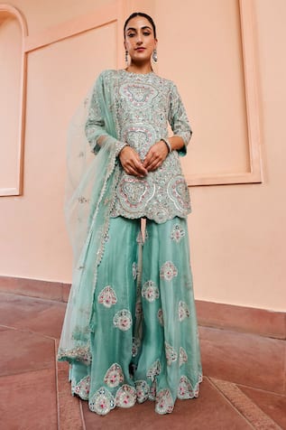 Osaa by Adarsh Embroidered Kurta Sharara Set 