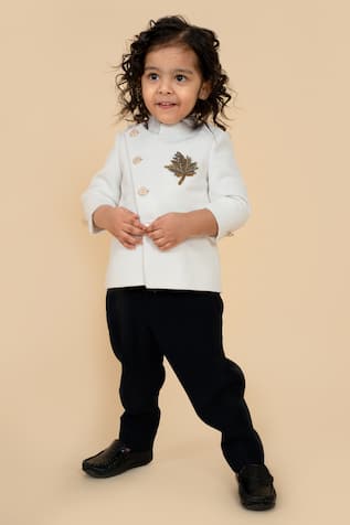 Little Boys Closet Textured Angarkha Bandhgala With Pant 