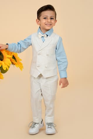Little Boys Closet Stripe Pattern Waistcoat Pant Set 