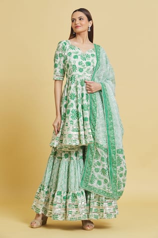 Samyukta Singhania Floral Print Cotton Kurta Sharara Set 