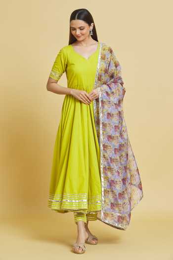 Khwaab By Sanjana Lakhani Gota Sleeve Embellished Anarkali Set 