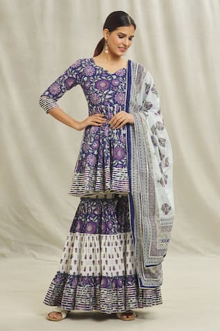 Samyukta Singhania Daisy Print Anarkali Sharara Set 