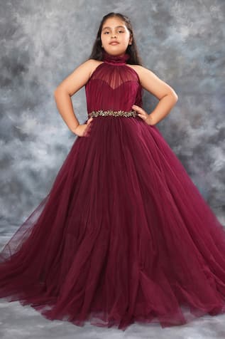 Lace Long Sleeves Burgundy Ball Gowns Evening Prom Dresses – alinanova