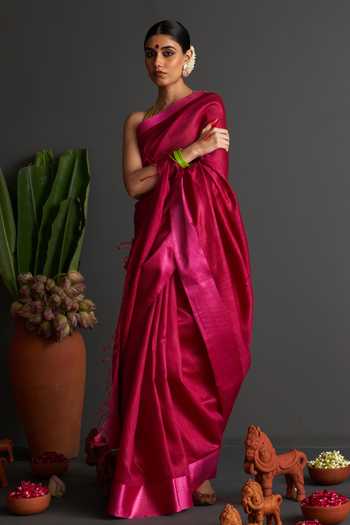 Five Point Five Checks Woven Muga Silk Saree 