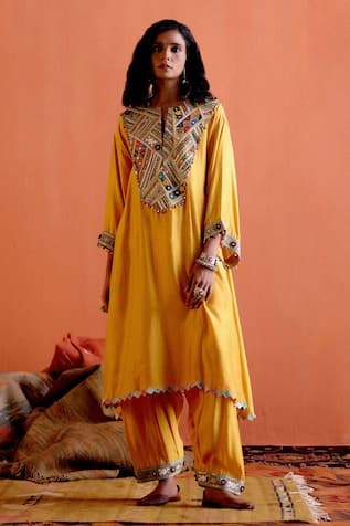 Yoke Embroidered Kurta & Salwar Set 