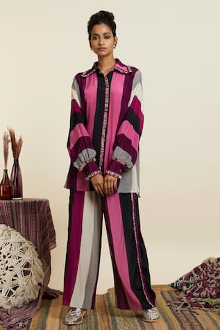 SVA by Sonam & Paras Modi Stripe Print Shirt & Pant Set 