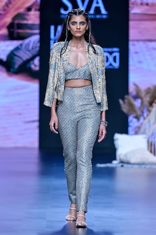 SVA by Sonam & Paras Modi Metallic Art Embellished Jacket Pant Set 