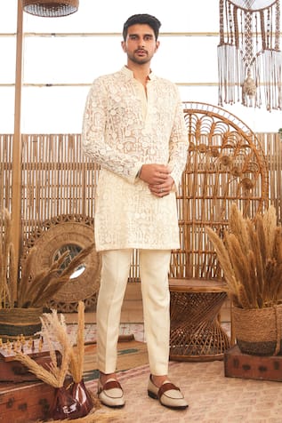 SVA by Sonam & Paras Modi Bloom Thread Work Kurta With Pant 