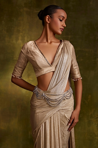 high waist belt for saree - Google Search  Saree with belt, Saree, Saree  blouse designs