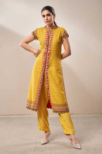 Aditi Somani Floral Embroidered Jacket Tunic & Pant Set 
