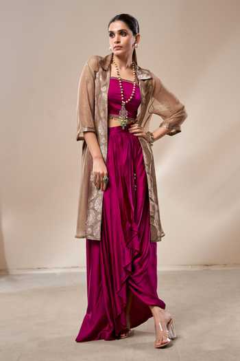 Aditi Somani Embroidered Dhoti Skirt Set With Jacket 
