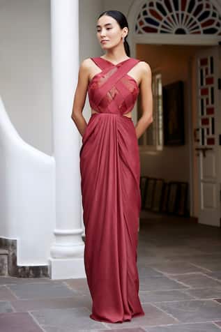 Parshya Overlap Shimmer Gown 