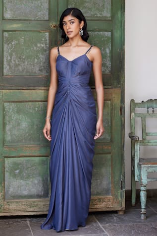 Parshya Draped Shimmer Gown 