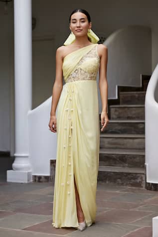 Parshya Blossom Cut Work Embellished Gown 