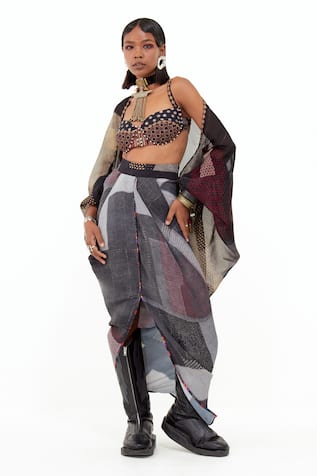 Aseem Kapoor Gami Envelope Jacket Skirt Set 