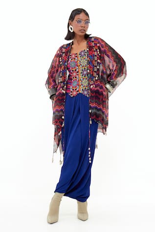 Aseem Kapoor Veni Chevron Print Jacket Trouser Set 