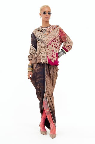 Aseem Kapoor Zahra Embroidered Sweatshirt & Skirt Set 