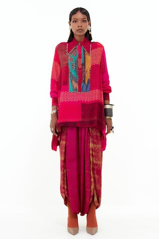 Aseem Kapoor Atri Printed Shirt & Draped Pant Set 