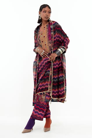 ASEEM KAPOOR Patti Chevron Print Odhni 