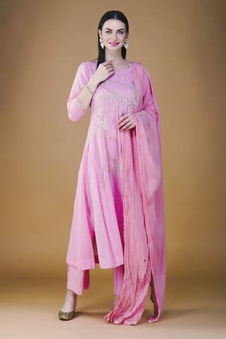 Nazar By Indu Embroidered Anarkali Pant Set 