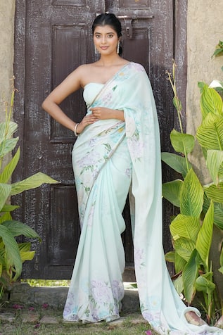 House Of TA-YA Floral Print Saree With Blouse 