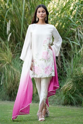 House Of TA-YA Floral Blossom Print Kurta Dhoti Pant Set 