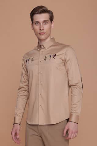 Lacquer Embassy Franz Placement Embroidered Cotton Shirt 