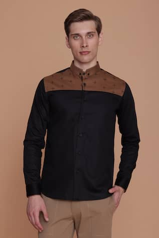 Lacquer Embassy Mawson Yoke Embroidered Shirt 